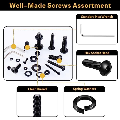1700PCS Metric Nuts and Bolts Assortment Kit - M2 M3 M4 M5 Screws Assortment, Assorted Machine Screw Set with Lock & Flat Washers, Grade 12.9 Alloy Steel Hex Socket Head Screws Bolts and Nuts Kit