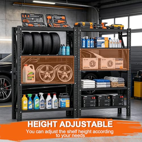 31.5''W Heavy Duty Storage Shelves, 2500LBS Metal Garage Shelving Units, 4 Tier Adjustable Large Industrial Shelves for Warehouse Workshop Basement (31.5''W x 13.8''D x 73.2''H) - size: 73.2"H x 31.5"W x 13.8"D