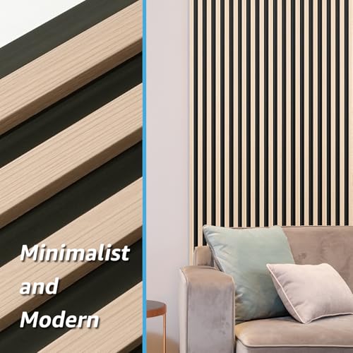 Art3d 96 x 6 Inch WPC 3D Fluted Wood Textured Slat Wall Panels, 8-Pack, Oak - color: WPC Oak, size: 96*6