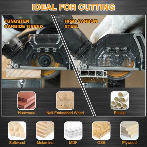 3 Inch Circular Saw Blades 36T TCT(Tungsten Carbide Tipped) & 80T with 3/8 Inch Arbor for Cutting Wood, Plastic, PCV, Acrylic, Aluminum, 4-Pack