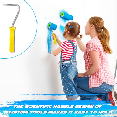 Baderke 10 Pcs 4 Inch Mini Paint Roller Handle, 12 Inch Frame, Yellow - color: Yellow, size: 4 Inch, 12 Inch
