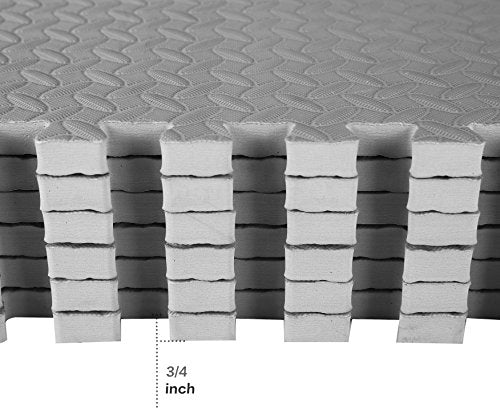 BalanceFrom Puzzle Exercise Mat 3/4-In Thick, EVA Interlocking Foam Tiles - color: Grey, style: 3/4" Thick, 24 Square Feet