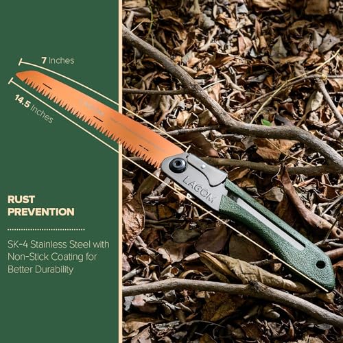 LAGOM Folding Camp Saws for Cutting Branches – 2 Pack (11.4" & 8.2") | SK5 Steel Blades, Ergonomic Handle, Secure Lock | Foldable Tool for Camping, Gardening, Survival, Kayaking, Outdoors - style: Combo 11.4" & 8.2"