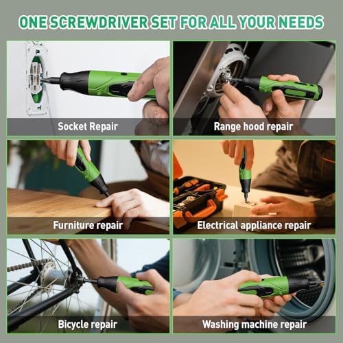 Cordless Electric Scissors, 4 in 1 Multifunctional Three floors Cardboard Box Cutter Screwdriver Set Cordless Rotary Tool Kit & LED Light for Cutting Fabric Engraving, Sanding, Polishing