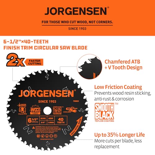 JORGENSEN 6-1/2" 40T Circular Saw Blade, Carbide Tipped Wood Blade