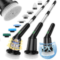 Electric Spin Scrubber for Bathroom, Shower Scrubber with Long Handle - color: Black, size: 8 Brush Heads