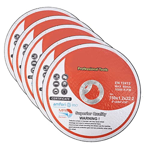 kimllier 100 Pack Cut Off Wheel 6 Inch x 0.045 Inch x 7/8 Inch Metal and Stainless Steel Cutting Discs Fit for Angle Grinders