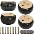 2 Inch Wood Sofa Furniture Legs Round Black Bun Feet 2 Inch Tall Legs Replacement for Sofa/Couch/Ottoman/Loveseat/Cabinet with Screw Set of 4 (Diameter: 3.7inch, Black) - color: Black, size: Diameter: 3.7inch