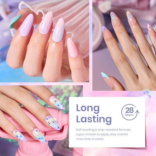 Beetles Gel Nail Polish Set with Base Glossy Matte Top Coat Macaron Gel | 20 Colors Pastel Pink Purple Blue Yellow Glitter Shades with Soak-Off UV LED Formula for DIY Nail Art - color: Pastel Paradise