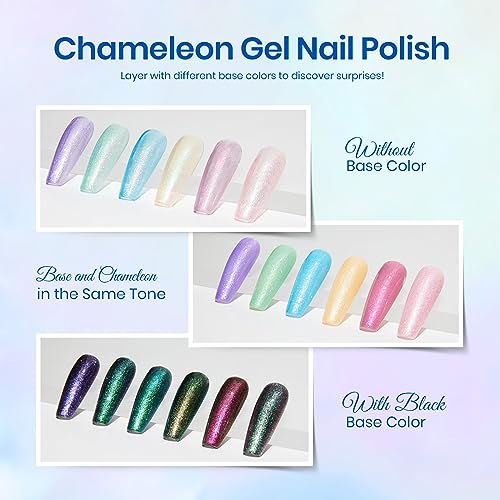 Beetles Glitter Gel Nail Polish Set 6 Colors Sparkle Gel Polish Kit - color: A - Mixed Finishes | Nebula Halo
