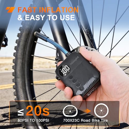 Nilight Mini Bike Pump with Gauge 150PSI Presta & Schrader Valve - color: Mini Bike Pump