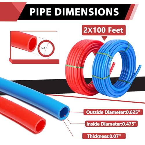 EFIELD 1/2 inch 2 x100 ft Pex-b Pipe/Tubing, Blue & Red 200 ft Length - size: 1/2 inch, 2x100 ft, style: Pipe Only