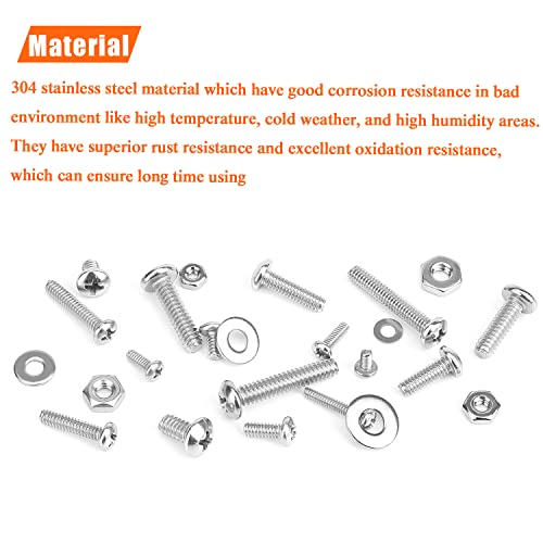 HELIFOUNER 720 Pieces #4-40#6-32#8-32#10-24 Phillips Pan Head Machine Screws Nuts Washers Assortment Kit, Coarse Thread, Fully Machine Threaded, 304 Stainless Steel - size: #4-40 #6-32 #8-32 #10-24, style: Phillips Pan Head