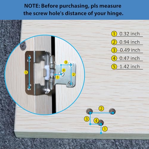20 Pack (10 Pairs) 1/2" Overlay Partial Wrap Around Cabinet Hinges - color: Brushed Nickel, size: 20 Pack (10 Pairs)