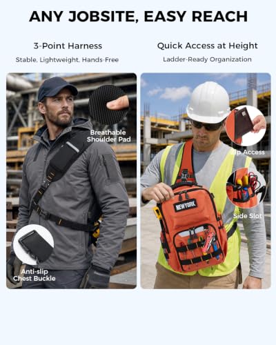 Electrician Tool Chest Bag, Tactical HVAC 3-Point Harness Orange - color: Orange