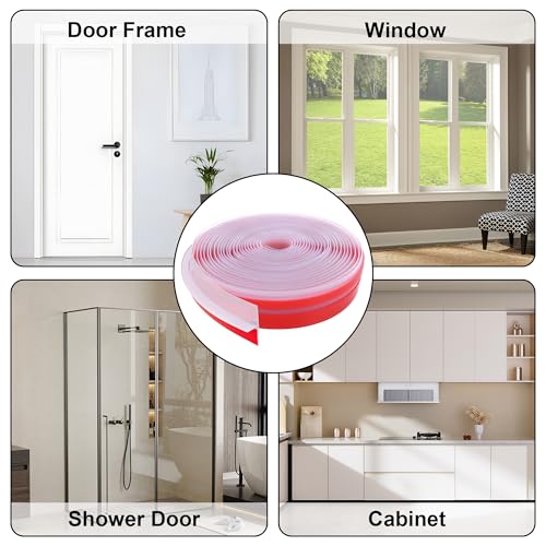 1.38 in x 20 Ft T-Shaped Silicone Weather Stripping Seal, Door Seal Tape for Doors and Windows,Weather Stripping Seal Strip Shower Sweep