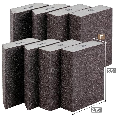 Bates- Sanding Sponge, 8 pcs, 80 Grit, Washable and Reusable, Sandpaper Block, Sanding Blocks for Wood, Sanding Pad, Drywall Sanding Block, Drywall Sanding Sponge - size: 8 Pack, 80 Grit