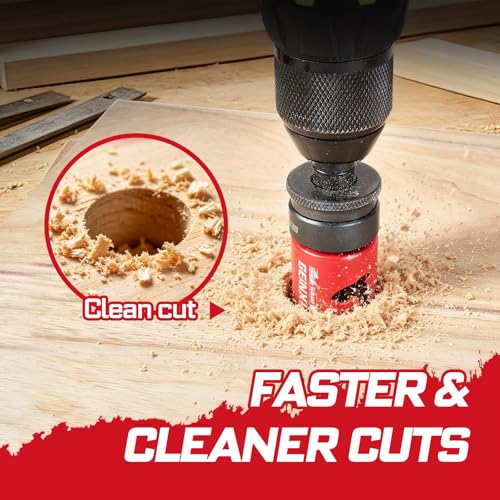 GEINXURN 9PCS Hole Saw Kit 7/8” to 2-1/2” (22mm-64mm) with Hole Saw Mandrel and Hex Wrench,HSS Bi-Metal Hole Cutter with Shark Tooth for Wood,Drywall, PVC Boards and Thin Metal - color: 9PCS 7/8“-2-1/2” Hole Saw Set with Mandrel