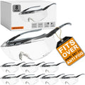 HTS HUNTERSKY ANSI Z87.1+ Anti Fog Fit Over Eyeglasses Safety Glasses Up to 1.88 inch 99.9% UV Protection OTG Lab Goggles - color: 3906c Black-gray / Clear Lens - 8 Pack