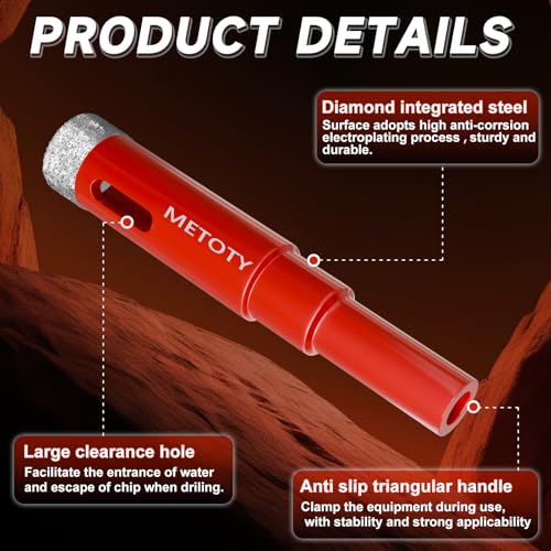 6PCS Diamond Hole Saw Drill Bit Set (1/4"-1/2") with 3/16'' Serrated Pilot Drill - for Ceramic, Glass, Tile, Marble, Granite - Dry/Wet Dual-Use, High-Precision Drilling - size: (1/4"-1/2")-6PCS