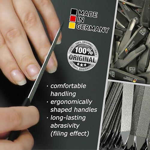 3 Swords Germany - Sapphire Metal Nail File Set 2 Pieces with 1 PIECE 3-Way Nail Buffer – Nail Care Made in SOLINGEN/Germany - color: 2 Nail Files / 1 Buffer