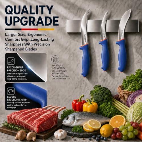 DRAGON RIOT 3-Piece Boning Butcher Knife Set 8inch, Stainless Steel - color: 3-Pcs