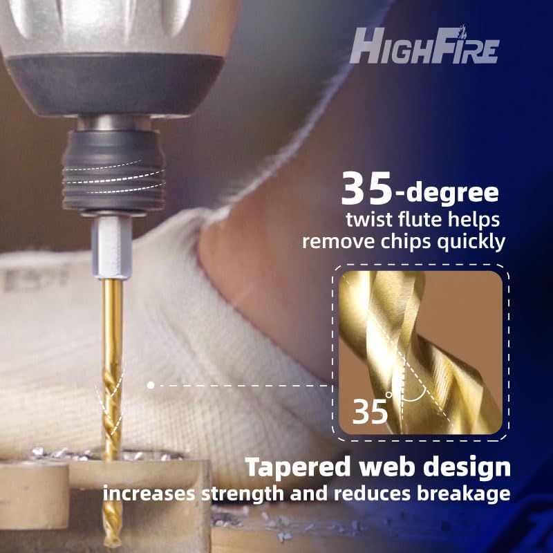 HIGHFIRE1/16 Hex Shank Drill Bits, High Speed Steel Titanium Drill Bit Set for Steel, Quick Change Small Drill Bits for Metal (Pack of 12 Identical Pcs) - size: 1/16"(12pcs)