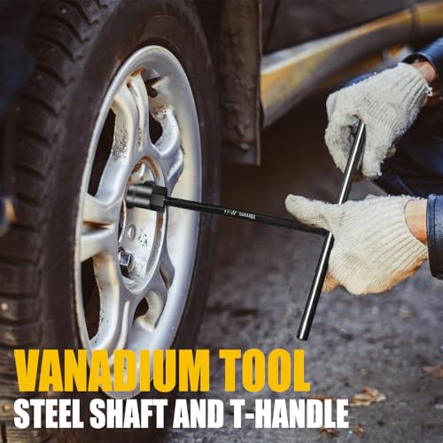 T-Handle Socket Wrench Set, 11PCS Metric Handle Wrenches - 6, 7, 8, 9, 10, 11, 12, 13, 15, 17, 19mm, 6-Point Hex Socket Lug Wrench for Motorcycle Car Bicycle Repair, Chrome Vanadium Steel - size: 11Pack