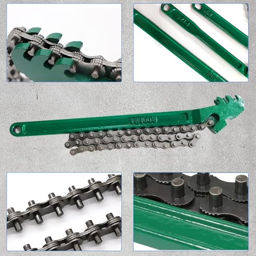 3 Pcs Heavy Duty Chain Wrench, 9 Inch 12 Inch 16 Inch Adjustable Oil Filter Chain Wrench Fits 1.5 Inch to 8 Inch Diameter for Pipe Car Repair (Green)