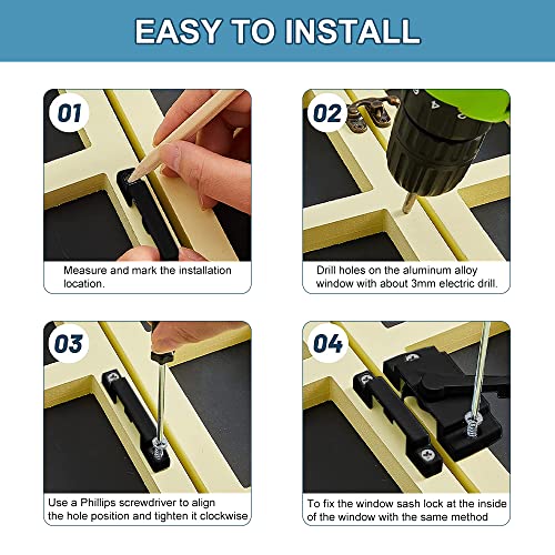 Window Sash Lock Black Security Sliding Window Locks & Sash Locks ZUONAI 2 Pack Cam Sash Locks for Double Hung Window Latch Lock Security Vinyl Window Sash Lock and Keeper Replacement Parts & Hardware - color: Black