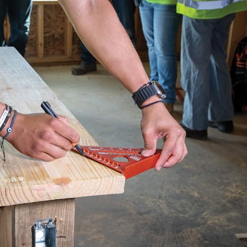 Klein Tools 9357SSQ Rafter Square, 7-Inch, Double Laser Etched Aluminum, Multi-Functional, Carpenter Measuring Layout Tool, Triangle Ruler for Woodworking - size: Rafter Square, 7-Inch