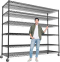 REIBII 60" W 6-Tier Wire Shelving with Wheels & Feet, 3598 lbs, for Garage - size: 6-Tier,60" W X 82.6" H X 17.7" D
