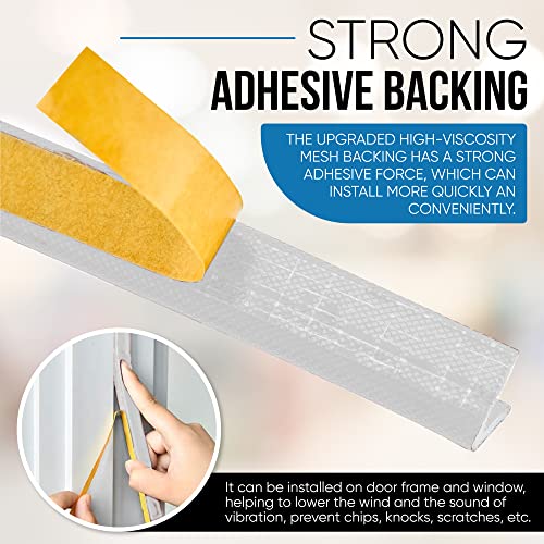 Adhesive V Shape Weatherstrip, Weather Stripping Door Seal Strip Foam Door Frame Insulation Side Jamb Bottom Groove Gap Filler Soundproof V Weatherstripping (White, 1/2 in x 1/2 in x 26 Ft) - color: White