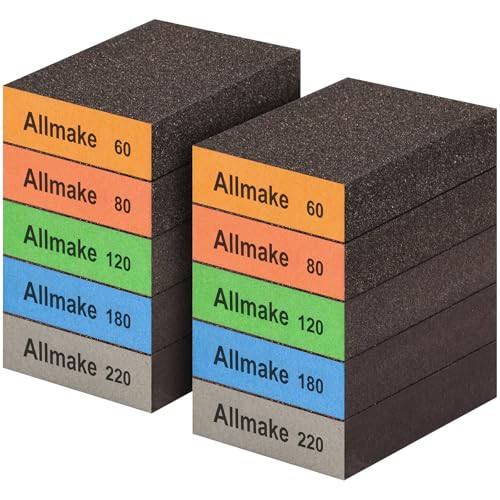 10 Pack Sanding Sponge, Washable and Reusable Sanding Block, Wet or Dry Use