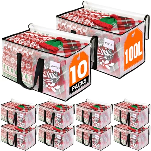 RoomHacks Moving Bags, Heavy Duty Large Storage Bags, 100L, 10 Pack, Clear - size: 100L- 10Packs