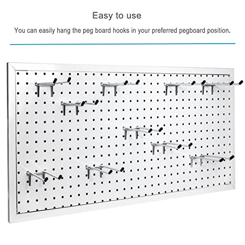 10 Pcs Pegboard Hooks, 6 Inch Peg Board Hooks, Pegboard Pegs Accessories with Rubber Tipped, Double Peg Hook Fit 1/4” Hole, Heavy Duty Tool Utility Hook for Hanging Tools, Bags and More