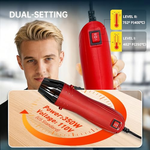 120PCS Solder Seal Wire Connectors Kit with Dual Temp Heat Gun, Heat Shrink Solder Butt Connectors Waterproof Electrical Terminals for Automotive Marine Boat RV Wiring Repair (120, RED) - color: RED