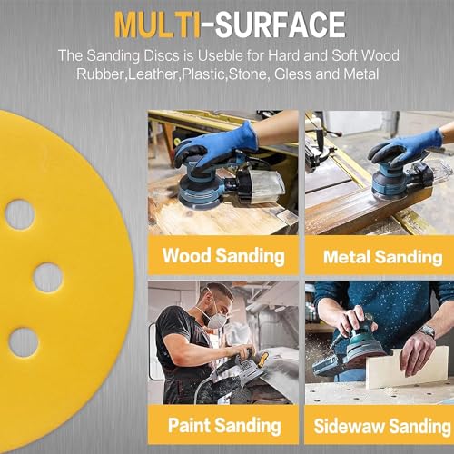 100PCS 5 Inch Sanding Discs 220 Grit Random Orbit Sander Sandpaper - style: Advanced Aluminum Oxide