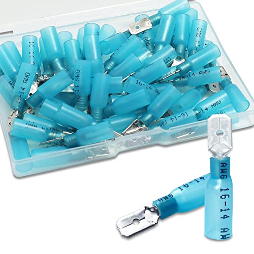 100 PCS Spade Connectors, Heat Shrink Spade Terminal 16-14 AWG - size: 16-14AWG, style: Spade Male