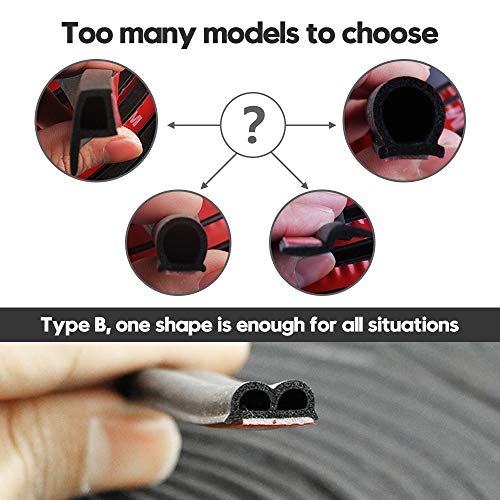 Universal Door Seal Strip for Car & Truck, Rubber Weatherstrip for Windows Sunroof & Engine Cover, Soundproof Protection(2 Rolls, 16.5 Ft Each) - size: 51/100" (W) x 1/5" (T) x 33' (L)