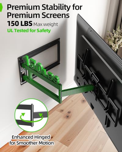 USX Mount Long Arm TV Wall Mount for Most 50-100 inch TV 40 Inch Extension Full Motion TV Mount，Pre-Assembled Wall Mount with Swivel and Tilt Up to 150lbs Fits 8″/12″/16″/24″ Studs VESA 900x600mm - size: 50-100inch