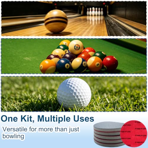 12 PCS Bowling Ball Sanding Pads, Bowling Sanding Pads Polishing Cleaning Kit, Bowling Ball Polish Pad Grit 400, 500-600, 800-1000, 1200-1500, 2000, 2500, 3000, 4000 for Ball Resurfacing Polishing Kit