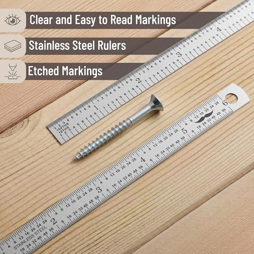 Mr. Pen- Machinist Ruler, 6 Inch, 2 Pack, Stainless Steel Imperial - style: 6 inch, 2 Pack 1/10-1/100 Graduation