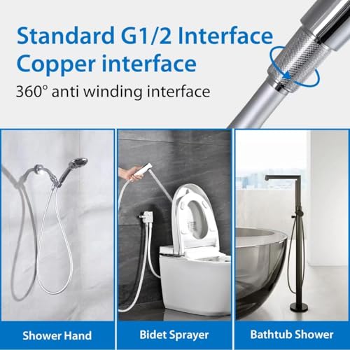 69 Inches Silver PVC Shower Head Hose Replacement For Cleaning - color: Silver, size: 69 In