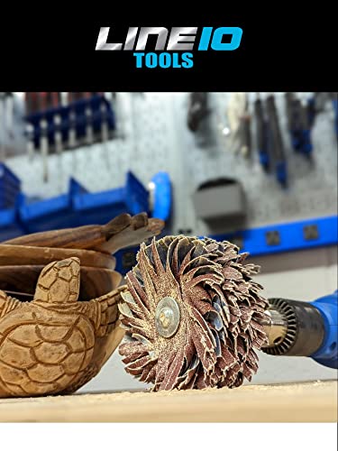 LINE10 Tools 4-inch Sanding Mop Kit, Moulding Flap Wheel Sander for Drill, 80, 120, 240 Grit Mop Sanders Brush, 1/4" Shank, Abrasive Flapper Sander for Woodworking, Contours, Finishing, Pack of 3 - style: 80 | 120 | 240 Grit