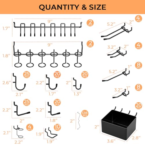INCLY 300PCS Extra Thick Pegboard Accessories Set with Bins & Peg Locks