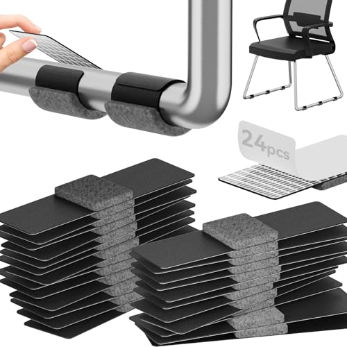 Sled Base Chair Floor Protectors Sled Base Chair Glides Wrap Around Floor Savers，Chair Leg Protectors Furniture Pads, Protect Wood&Tile Floors Anti-Scratch Reduce Noise (24pcs, Grey Felt Pads) - size: Grey Felt Pads
