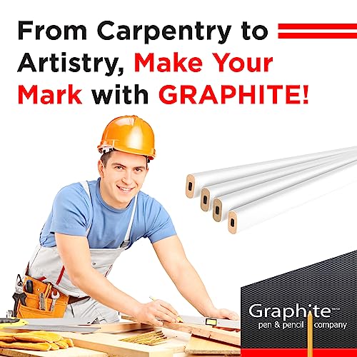 GRAPHITE Hard Lead Carpenter Pencils Bulk - (72) Pieces Lumber Wooden Pencil #2 (HB) - White - color: White, size: 72 Count (Pack of 1)