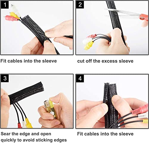 ZhiYo Cable Sleeve, 6.6ft - 1.2 inch, Black - color: Black, size: 6.6ft, 1.2inch