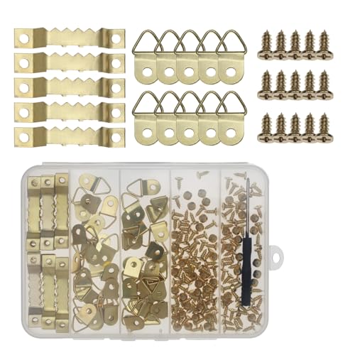 251 Pcs Picture Hanging Kit Gold Heavy Duty Picture Hangers Hardware - color: Gold
